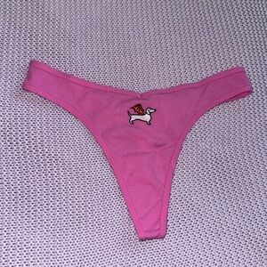 Victoria's Secret PINK Cotton Ribbed Halloween Thong Batwing Dog Size XL